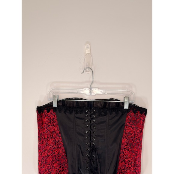 Cacique Corset Lingerie Lace Red Black Vamp Whimsigoth Witchy Intimates Size 40 - Picture 9 of 13
